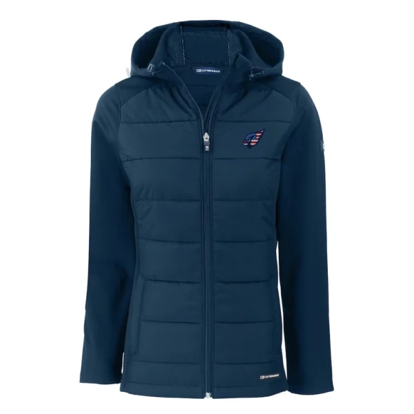 Arizona cardinals cutter buck womens americana evoke hybrid eco softshell recycled full zip hooded jacket Navy S