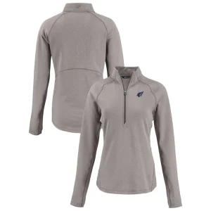 Arizona cardinals cutter buck womens americana peshastin eco fleece recycled tri blend raglan half zip jacket Heather gray