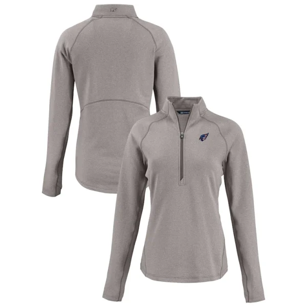 Arizona cardinals cutter buck womens americana peshastin eco fleece recycled tri blend raglan half zip jacket Heather gray
