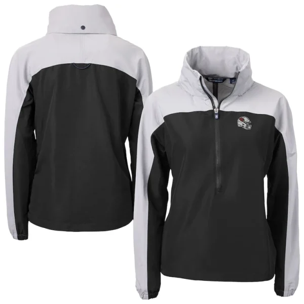 Arizona cardinals cutter buck womens charter eco recycled half zip hooded anorak jacket Black