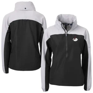 Arizona cardinals cutter buck womens charter eco recycled half zip hooded anorak jacket Black