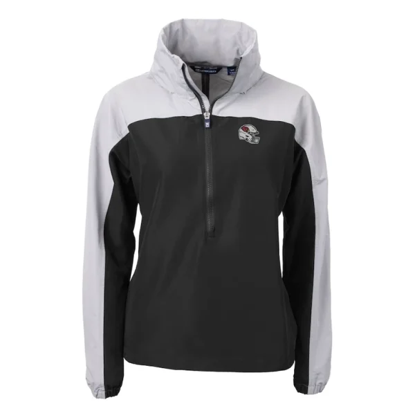 Arizona cardinals cutter buck womens charter eco recycled half zip hooded anorak jacket Black S
