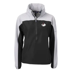 Arizona cardinals cutter buck womens charter eco recycled half zip hooded anorak jacket Black S