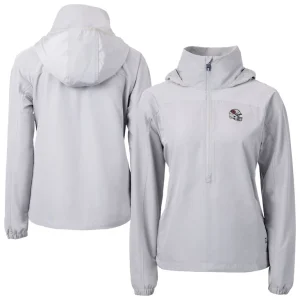 Arizona cardinals cutter buck womens charter eco recycled half zip hooded anorak jacket Gray