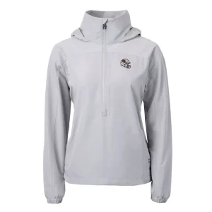 Arizona cardinals cutter buck womens charter eco recycled half zip hooded anorak jacket Gray S