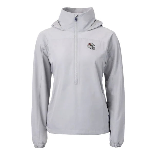 Arizona cardinals cutter buck womens charter eco recycled half zip hooded anorak jacket Gray S