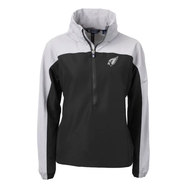 Arizona cardinals cutter buck womens charter eco recycled half zip hoodie anorak jacket Blackgray S