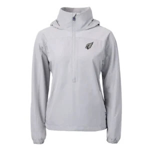 Arizona cardinals cutter buck womens charter eco recycled half zip hoodie anorak jacket Gray S