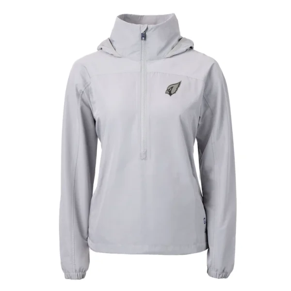 Arizona cardinals cutter buck womens charter eco recycled half zip hoodie anorak jacket Gray S