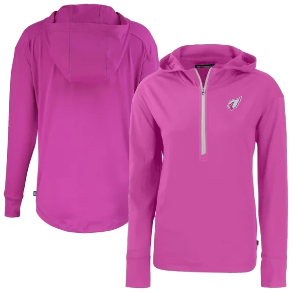 Arizona cardinals cutter buck womens daybreak eco recycled half zip hoodie Pink