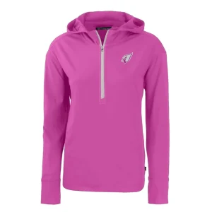 Arizona cardinals cutter buck womens daybreak eco recycled half zip hoodie Pink S