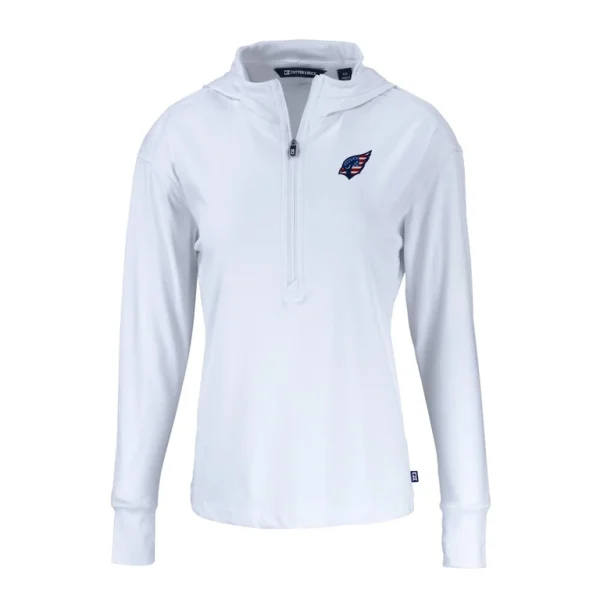 Arizona cardinals cutter buck womens daybreak eco recycled half zip hoodie White S