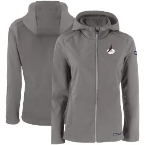 Arizona cardinals cutter buck womens evoke eco softshell recycled full zip hooded jacket Gray
