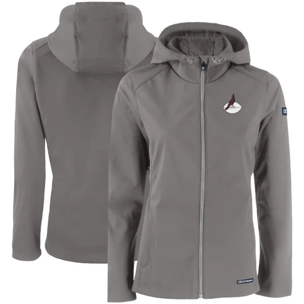 Arizona cardinals cutter buck womens evoke eco softshell recycled full zip hooded jacket Gray