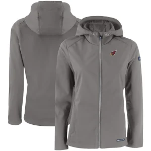 Arizona cardinals cutter buck womens evoke eco softshell recycled full zip hooded jacket Gray