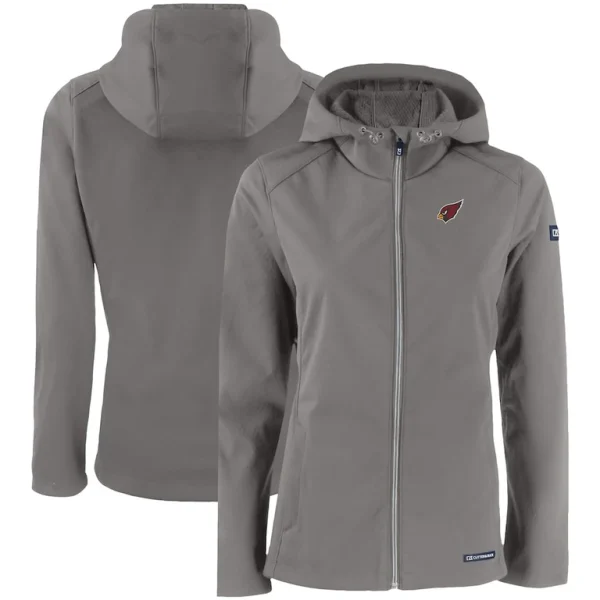Arizona cardinals cutter buck womens evoke eco softshell recycled full zip hooded jacket Gray