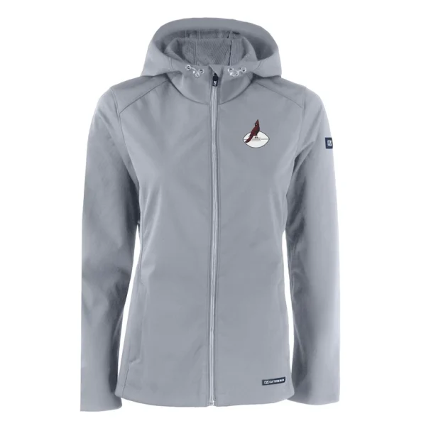 Arizona cardinals cutter buck womens evoke eco softshell recycled full zip hooded jacket Gray S