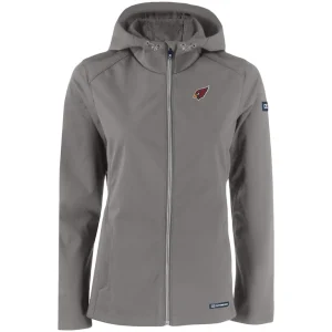 Arizona cardinals cutter buck womens evoke eco softshell recycled full zip hooded jacket Gray S