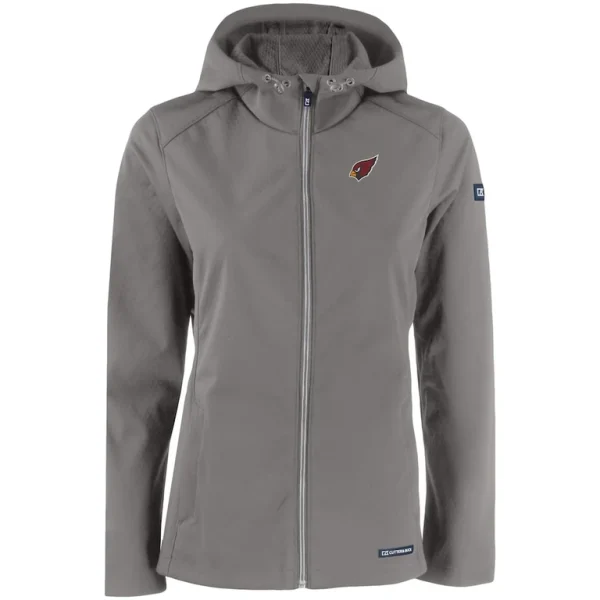 Arizona cardinals cutter buck womens evoke eco softshell recycled full zip hooded jacket Gray S