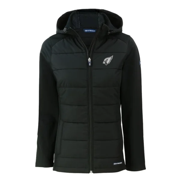 Arizona cardinals cutter buck womens evoke hybrid eco softshell recycled full zip hoodie jacket Black S