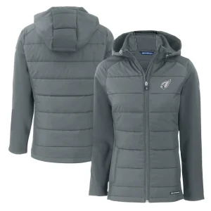 Arizona cardinals cutter buck womens evoke hybrid eco softshell recycled full zip hoodie jacket Dark gray