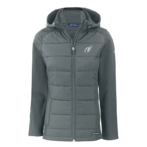 Arizona cardinals cutter buck womens evoke hybrid eco softshell recycled full zip hoodie jacket Dark gray S