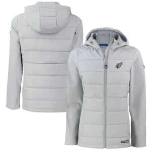 Arizona cardinals cutter buck womens evoke hybrid eco softshell recycled full zip hoodie jacket Gray
