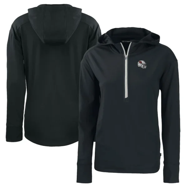 Arizona cardinals cutter buck womens helmet daybreak eco recycled half zip hoodie Black
