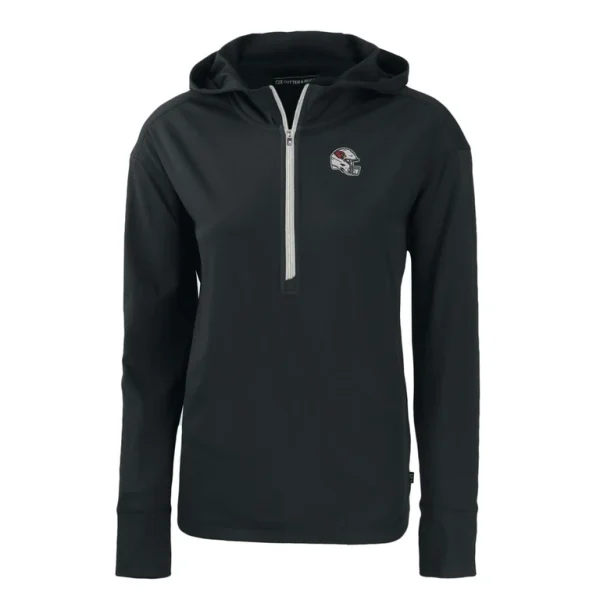 Arizona cardinals cutter buck womens helmet daybreak eco recycled half zip hoodie Black S