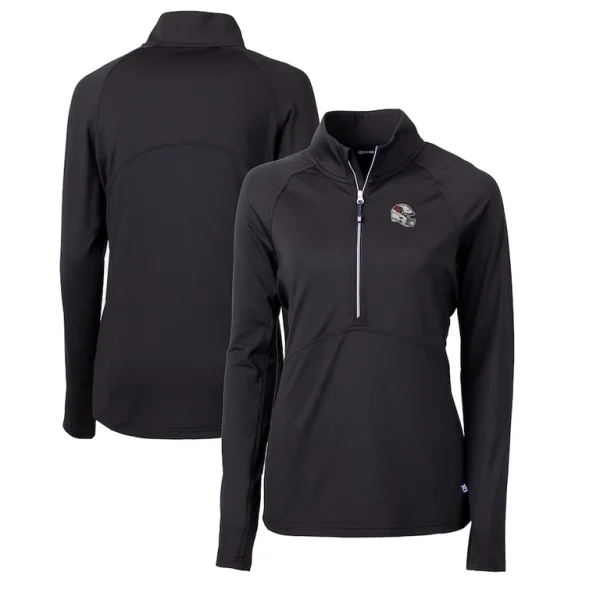 Arizona cardinals cutter buck womens helmet logo adapt eco knit stretch recycled half zip pullover top Black