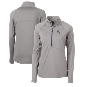 Arizona cardinals cutter buck womens helmet logo adapt eco knit stretch recycled half zip pullover top Gray