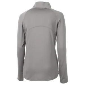 Arizona cardinals cutter buck womens helmet logo adapt eco knit stretch recycled half zip pullover top Gray M