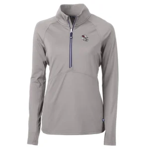 Arizona cardinals cutter buck womens helmet logo adapt eco knit stretch recycled half zip pullover top Gray S