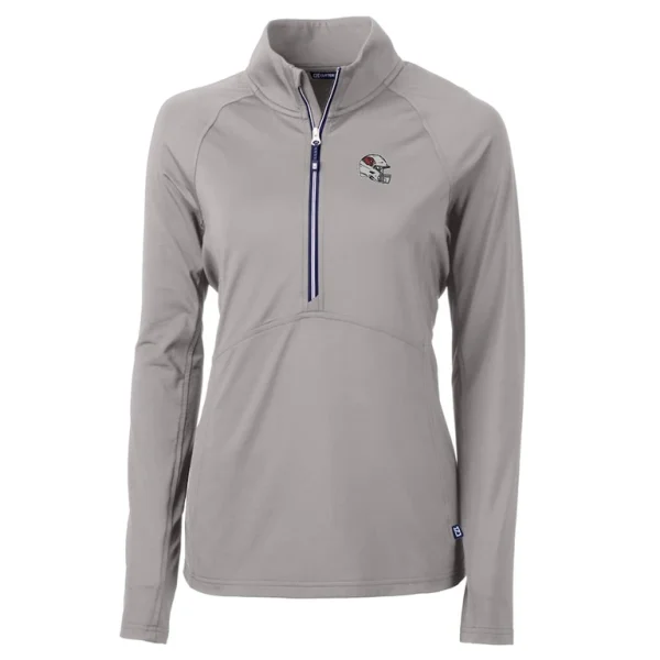 Arizona cardinals cutter buck womens helmet logo adapt eco knit stretch recycled half zip pullover top Gray S