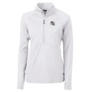 Arizona cardinals cutter buck womens helmet logo adapt eco knit stretch recycled half zip pullover top White S
