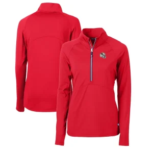 Arizona cardinals cutter buck womens helmet logo adapt eco knit stretch recycled half zip pullover top cardinal Cardinal