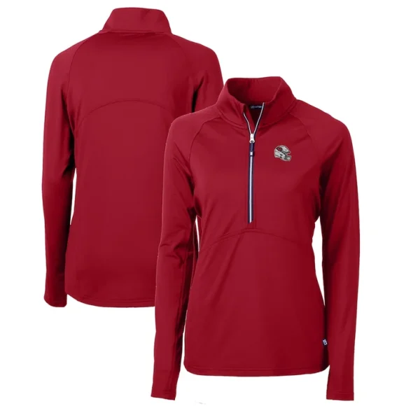 Arizona cardinals cutter buck womens helmet logo adapt eco knit stretch recycled half zip pullover top cardinal Cardinal