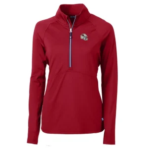 Arizona cardinals cutter buck womens helmet logo adapt eco knit stretch recycled half zip pullover top cardinal Cardinal S