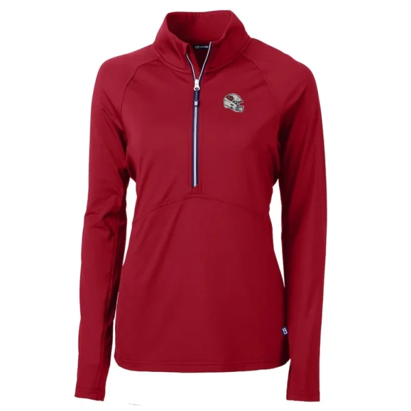 Arizona cardinals cutter buck womens helmet logo adapt eco knit stretch recycled half zip pullover top cardinal Cardinal S