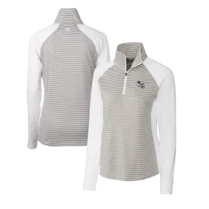 Arizona cardinals cutter buck womens helmet logo drytec forge tonal stripe stretch half zip top White