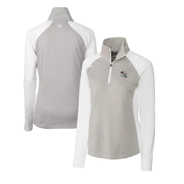 Arizona cardinals cutter buck womens helmet logo drytec forge tonal stripe stretch half zip top White