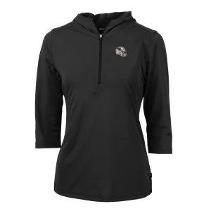 Arizona cardinals cutter buck womens helmet logo drytec virtue eco pique recycled 34 sleeve half zip pullover hoodie Black S