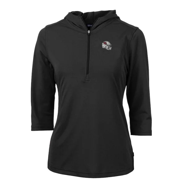 Arizona cardinals cutter buck womens helmet logo drytec virtue eco pique recycled 34 sleeve half zip pullover hoodie Black S