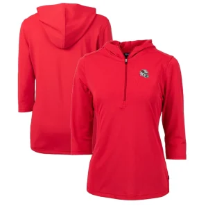 Arizona cardinals cutter buck womens helmet logo drytec virtue eco pique recycled 34 sleeve half zip pullover hoodie cardinal Cardinal