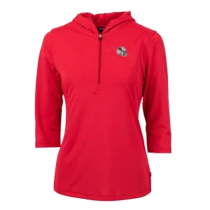 Arizona cardinals cutter buck womens helmet logo drytec virtue eco pique recycled 34 sleeve half zip pullover hoodie cardinal Cardinal S