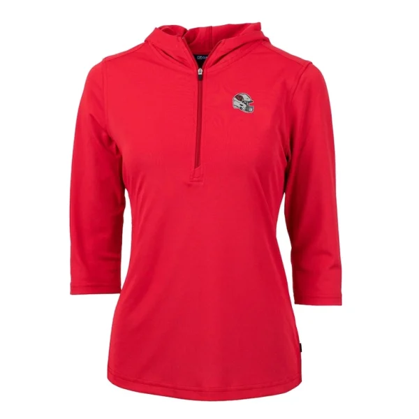 Arizona cardinals cutter buck womens helmet logo drytec virtue eco pique recycled 34 sleeve half zip pullover hoodie cardinal Cardinal S