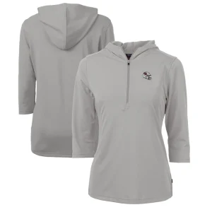 Arizona cardinals cutter buck womens helmet logo drytec virtue eco pique recycled 34 sleeve half zip pullover hoodie steel Cardinal