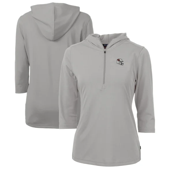 Arizona cardinals cutter buck womens helmet logo drytec virtue eco pique recycled 34 sleeve half zip pullover hoodie steel Cardinal