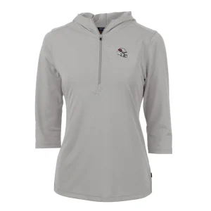 Arizona cardinals cutter buck womens helmet logo drytec virtue eco pique recycled 34 sleeve half zip pullover hoodie steel Cardinal S