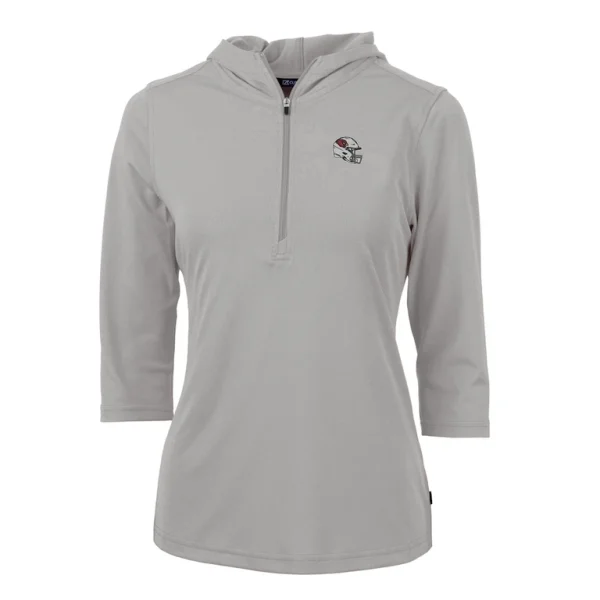 Arizona cardinals cutter buck womens helmet logo drytec virtue eco pique recycled 34 sleeve half zip pullover hoodie steel Cardinal S